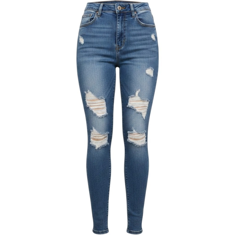 AP Blue by Aphrodite Light Wash Denim Jeans Juniors 7 Stretch Distressed Raw Hem
